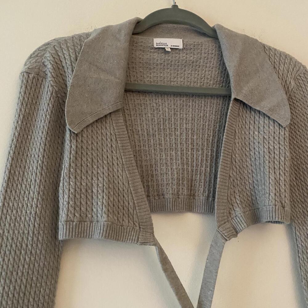 Danielle Bernstein Gray Cropped Wrap Sweater - image 3